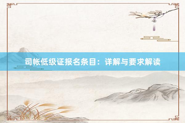 司帐低级证报名条目：详解与要求解读